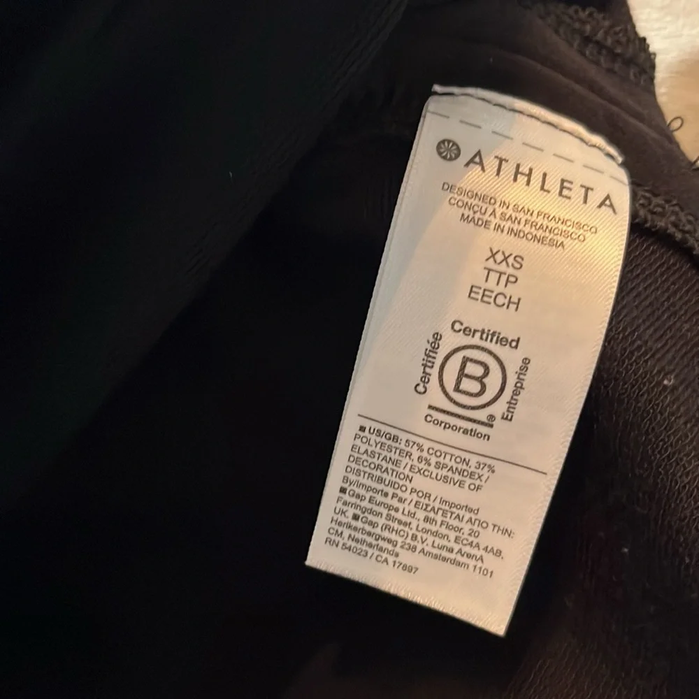 Athleta Retroterry V-Neck Sweatshirt Sleeveless Black - Picture 3 of 5